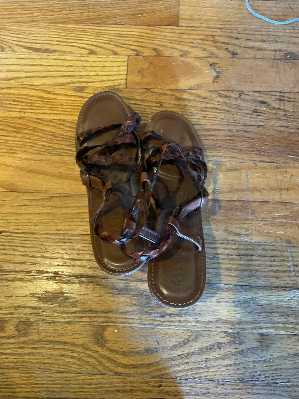 Vintage 90s J. Crew Women's Brown Braided Strap wedge Sandals